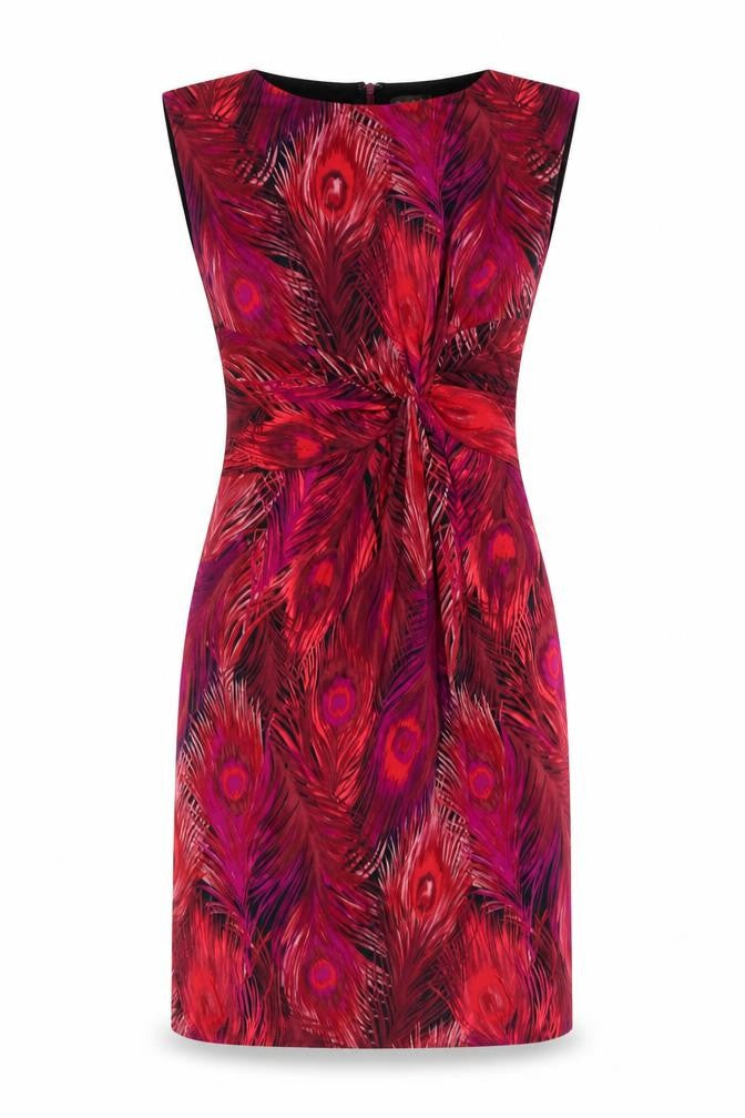 Phase Eight Womens Multicoloured Geometric Polyester A-Line Size 8 Round Neck Zip