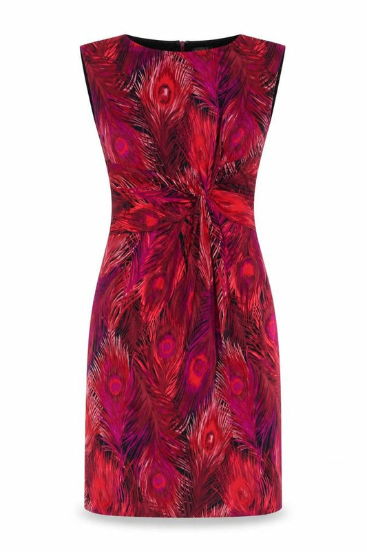 Phase Eight Womens Multicoloured Geometric Polyester A-Line Size 8 Round Neck Zip
