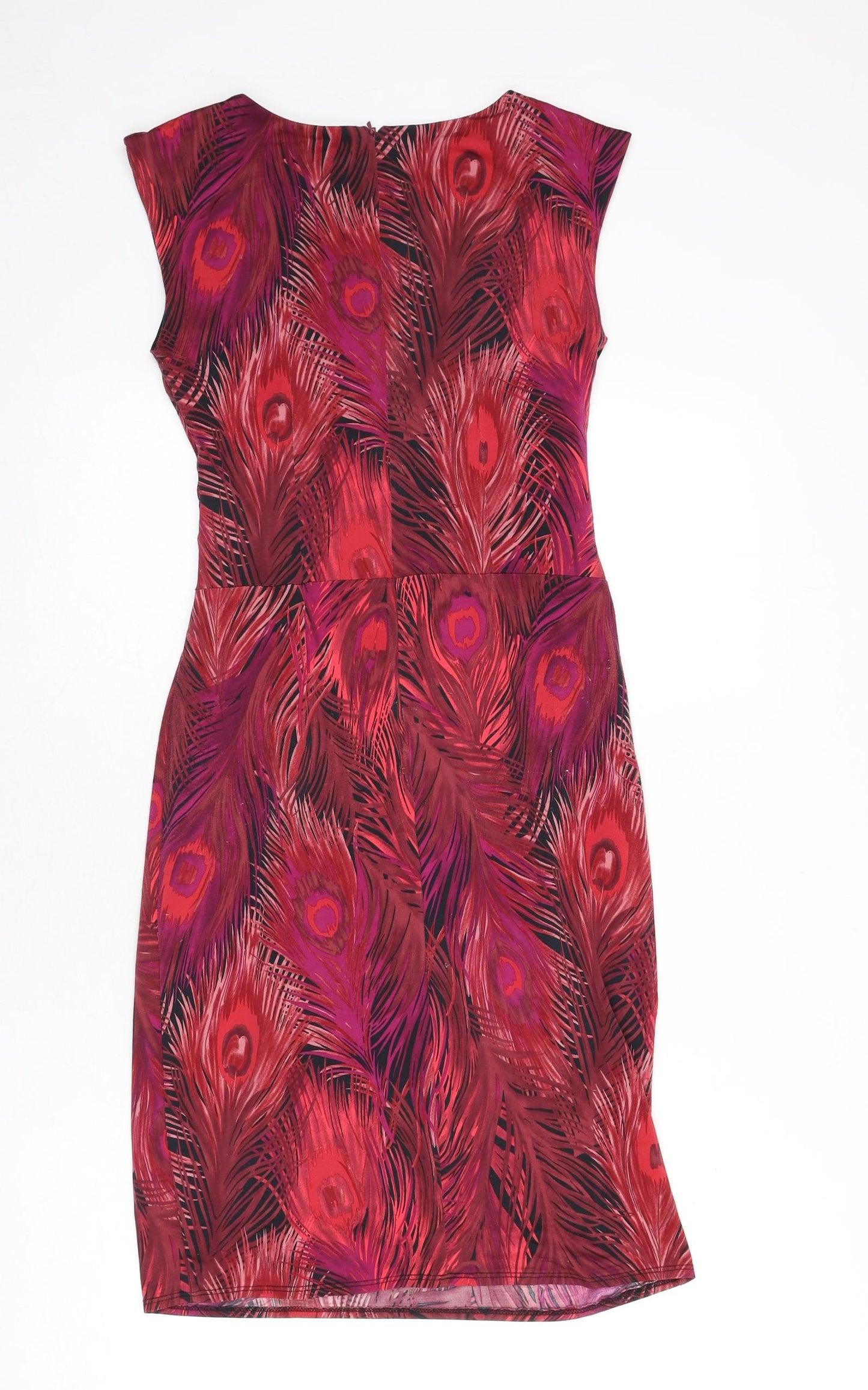 Phase Eight Womens Multicoloured Geometric Polyester A-Line Size 8 Round Neck Zip