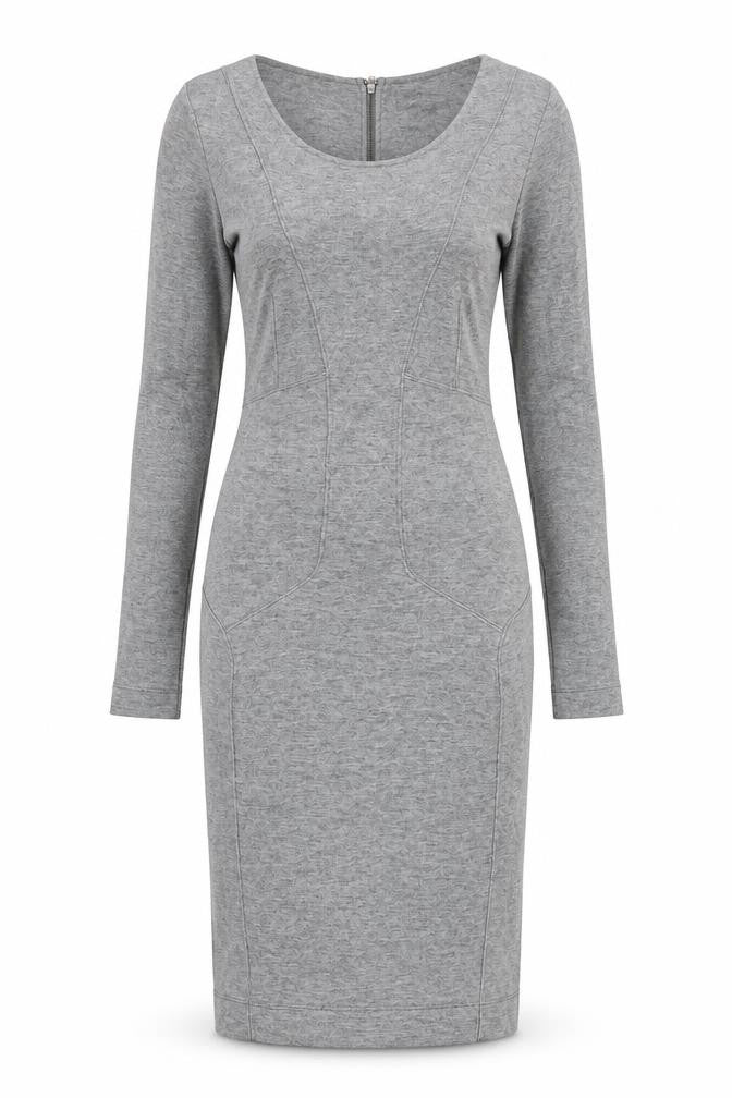 French Connection Womens Grey Modal Bodycon Size 12 Round Neck Zip