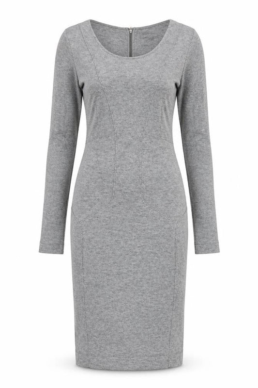 French Connection Womens Grey Modal Bodycon Size 12 Round Neck Zip