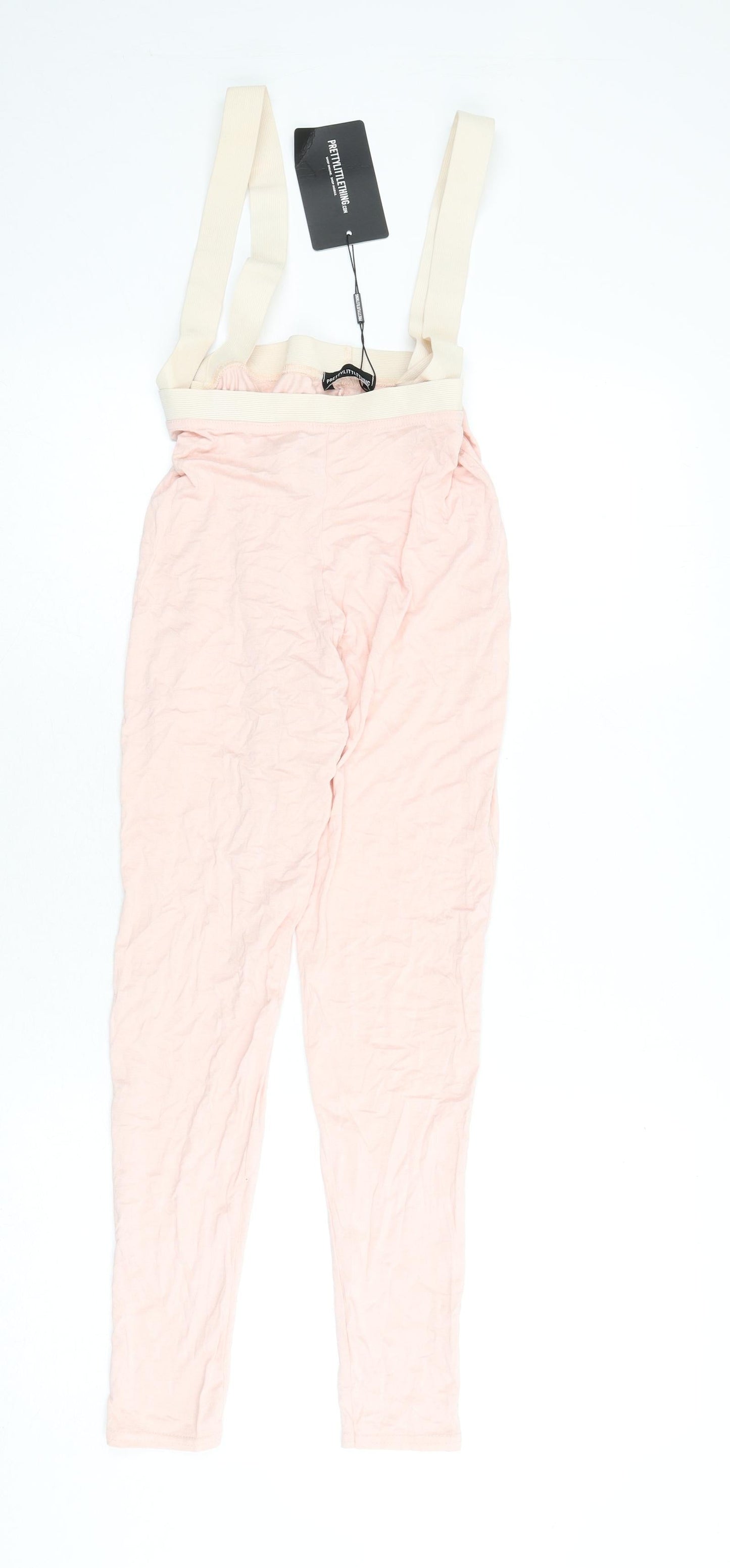PRETTYLITTLETHING Womens Pink Viscose Capri Leggings Size 10 L23 in - Suspenders