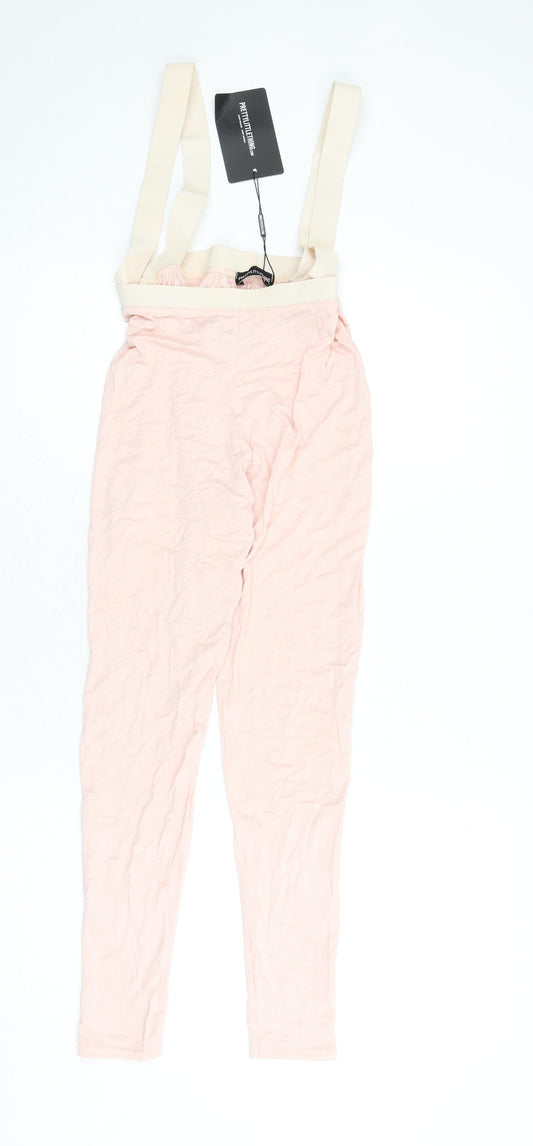 PRETTYLITTLETHING Womens Pink Viscose Capri Leggings Size 10 L23 in - Suspenders