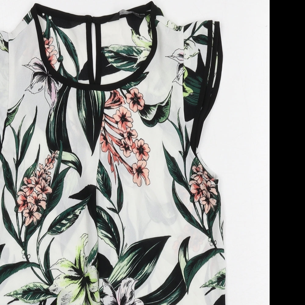 Dorothy Perkins Womens Multicoloured Floral Polyester Basic Blouse Size 6 Round Neck
