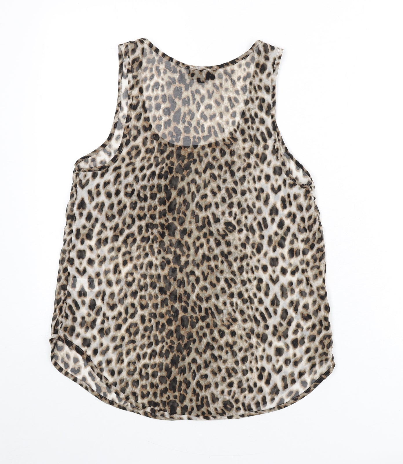 Topshop Womens Multicoloured Animal Print Polyester Basic Tank Size 8 Scoop Neck - Leopard Print