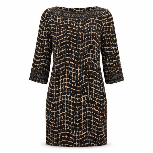 Wallis Womens Black Geometric Polyester Sheath Size 8 Boat Neck Pullover
