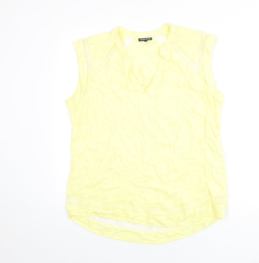 Warehouse Womens Yellow Polyester Basic Tank Size 16 V-Neck - Mesh Panels