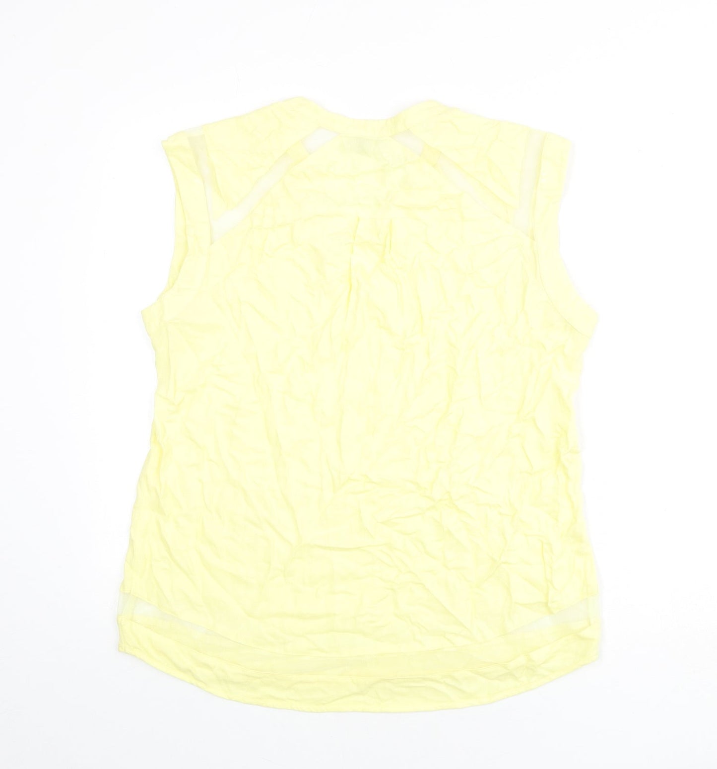 Warehouse Womens Yellow Polyester Basic Tank Size 16 V-Neck - Mesh Panels