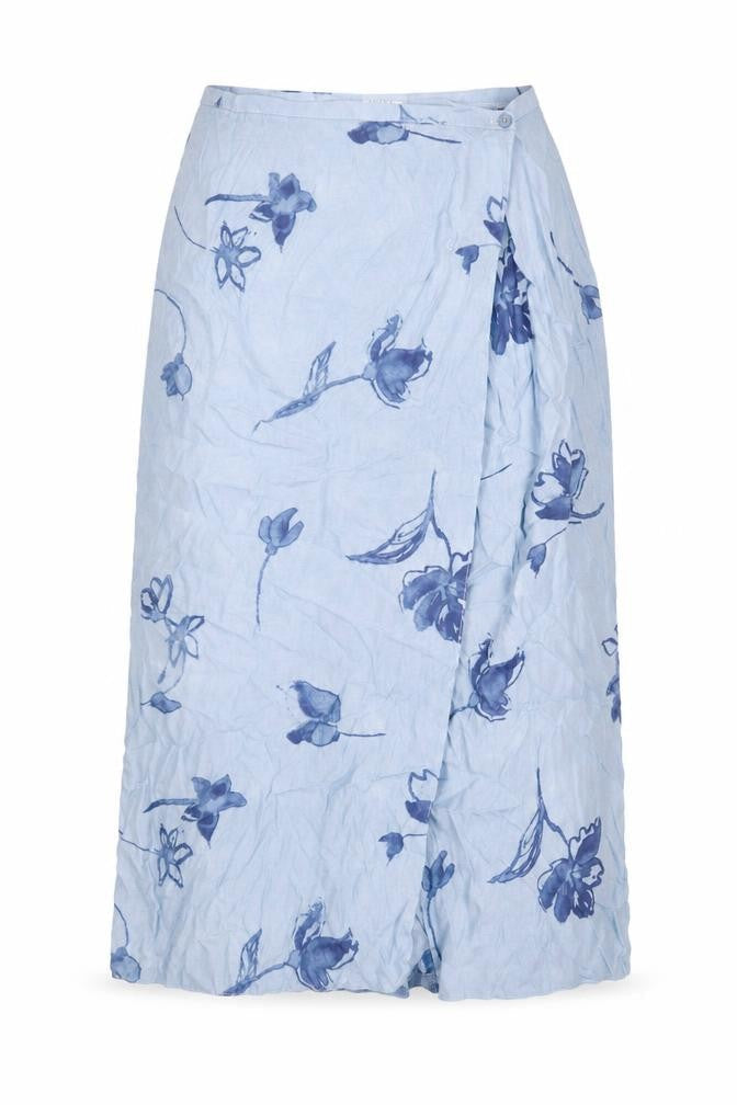 Classics Womens Blue Floral Viscose A-Line Skirt Size 18 Button