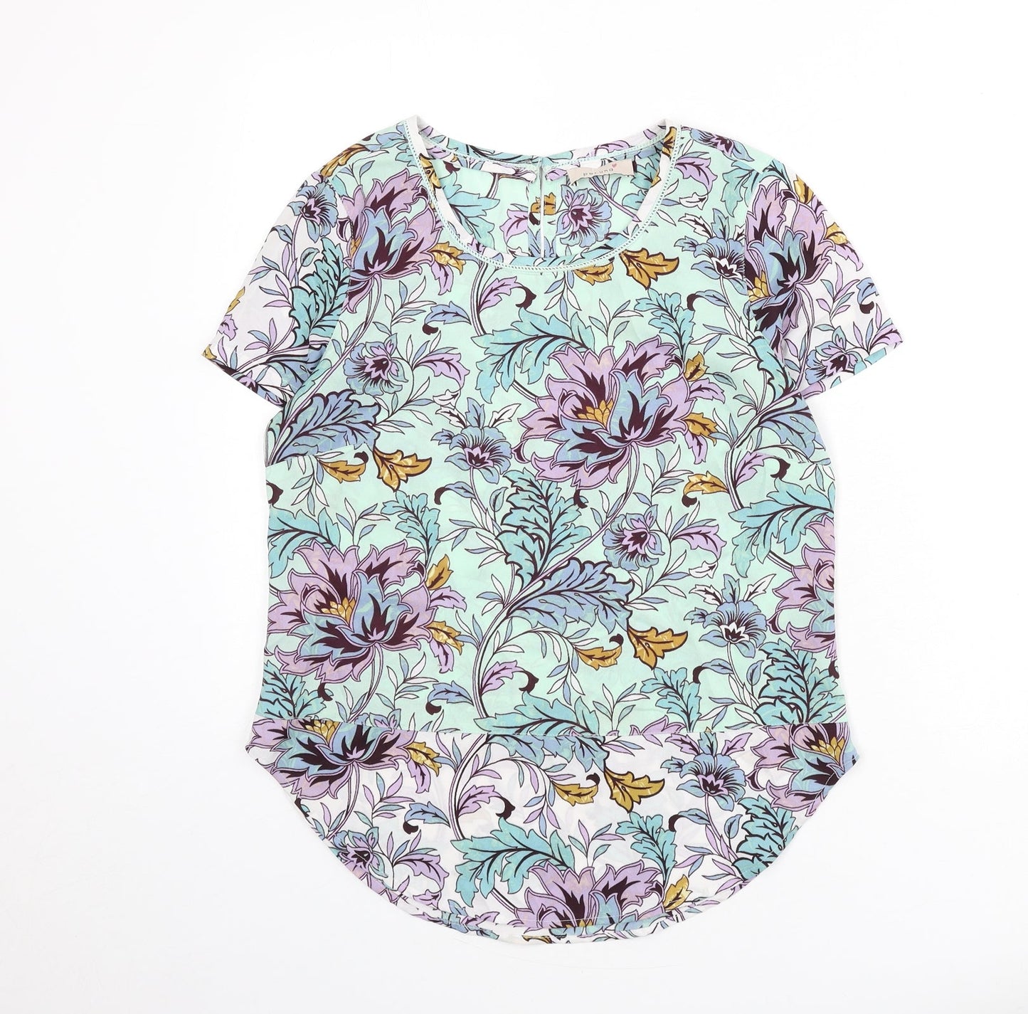 Marks and Spencer Womens Multicoloured Floral Polyester Basic Blouse Size 10 Round Neck