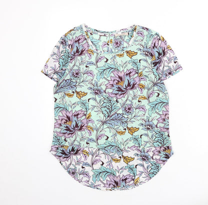Marks & Spencer Womens Multicoloured Floral Polyester Basic Blouse Size 10 Round Neck