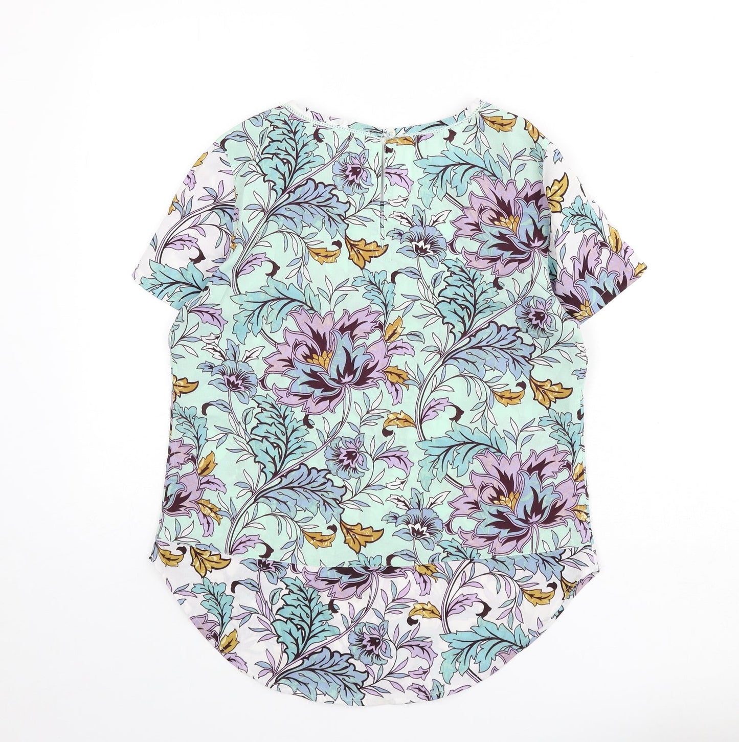 Marks and Spencer Womens Multicoloured Floral Polyester Basic Blouse Size 10 Round Neck