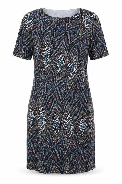 Next Womens Multicoloured Geometric Viscose Bodycon Size 12 Boat Neck Pullover