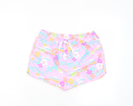 Marks and Spencer Girls Multicoloured Geometric Polyester Sweat Shorts Size 13-14 Years Regular Drawstring - Swim shorts