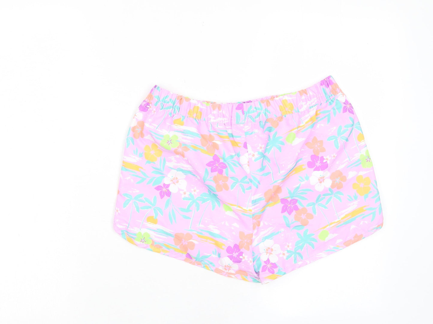 Marks and Spencer Girls Multicoloured Geometric Polyester Sweat Shorts Size 13-14 Years Regular Drawstring - Swim shorts