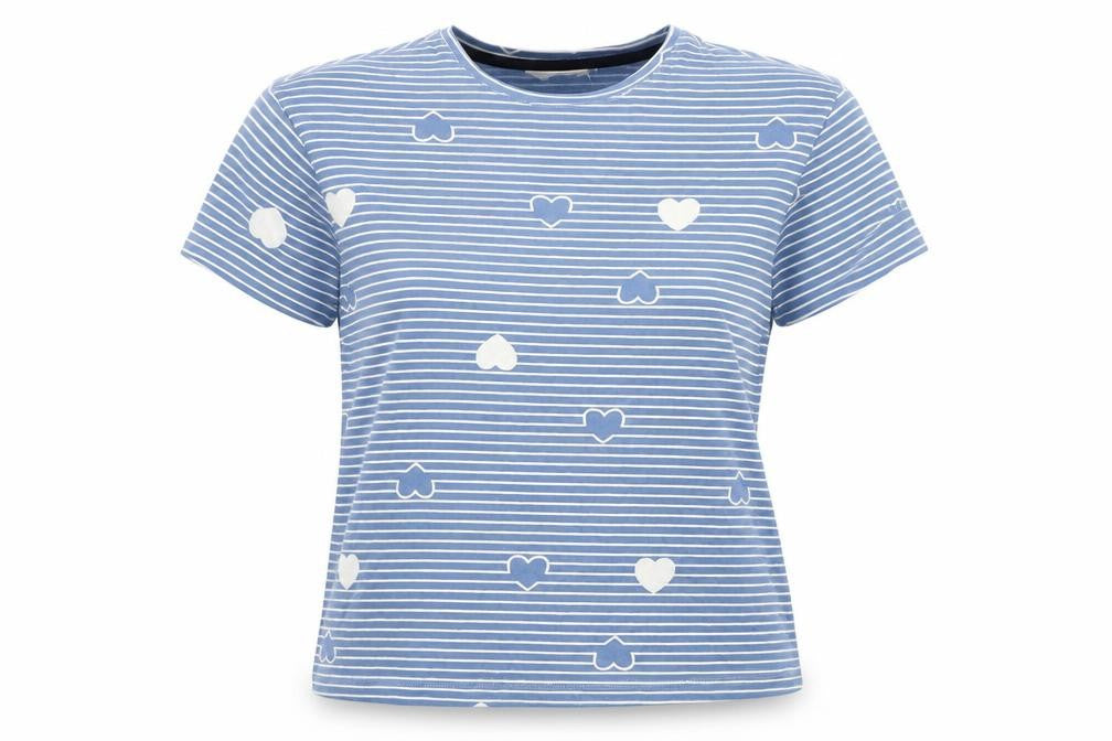 Marks & Spencer Womens Blue Geometric Cotton Top Pyjama Top Size XS