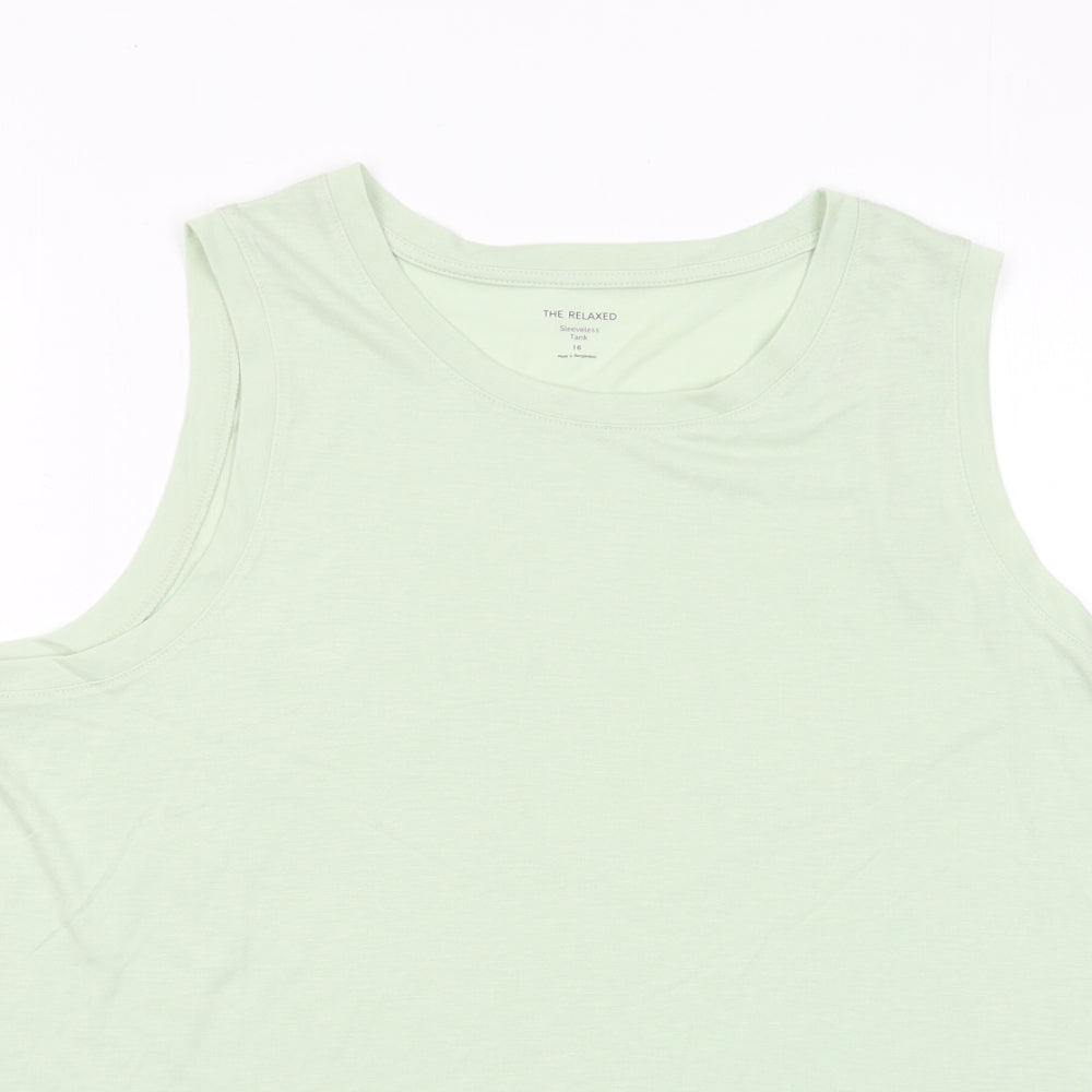 Marks and Spencer Womens Green Polyester Basic Tank Size 16 Scoop Neck