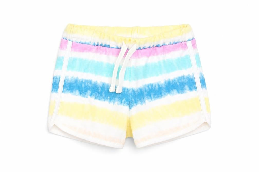 Marks & Spencer Girls Multicoloured Striped Cotton Sweat Shorts Size 5-6 Years Regular Drawstring