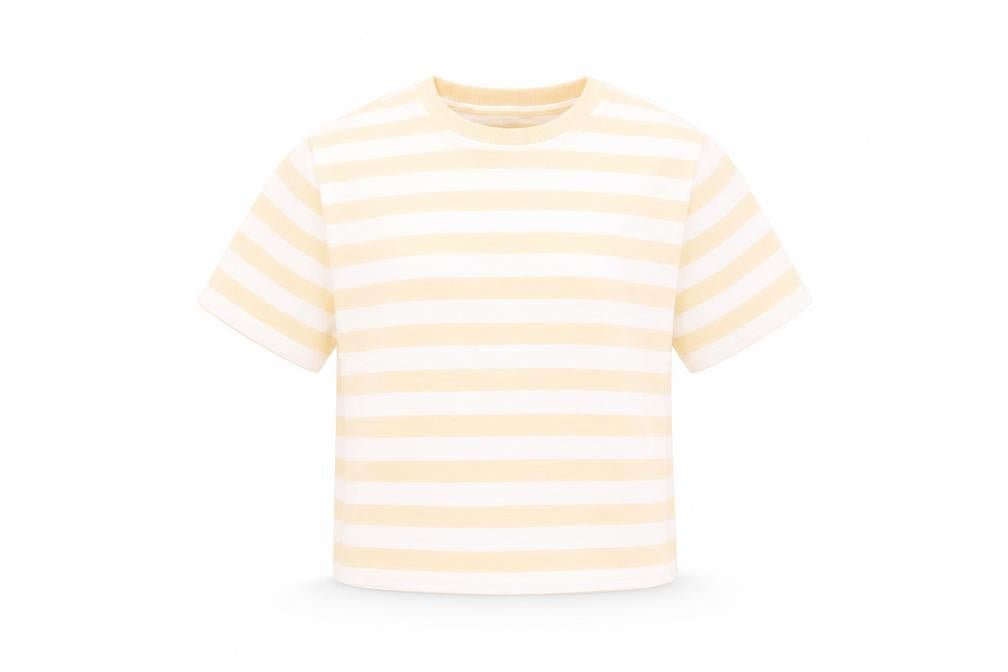 Marks & Spencer Boys Orange Striped Cotton Basic T-Shirt Size 7-8 Years Crew Neck Pullover