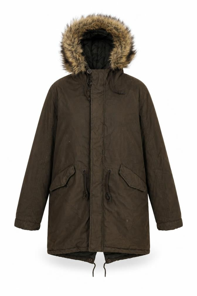 Admiral Womens Green Parka Coat Size M Zip - Faux Fur Hood
