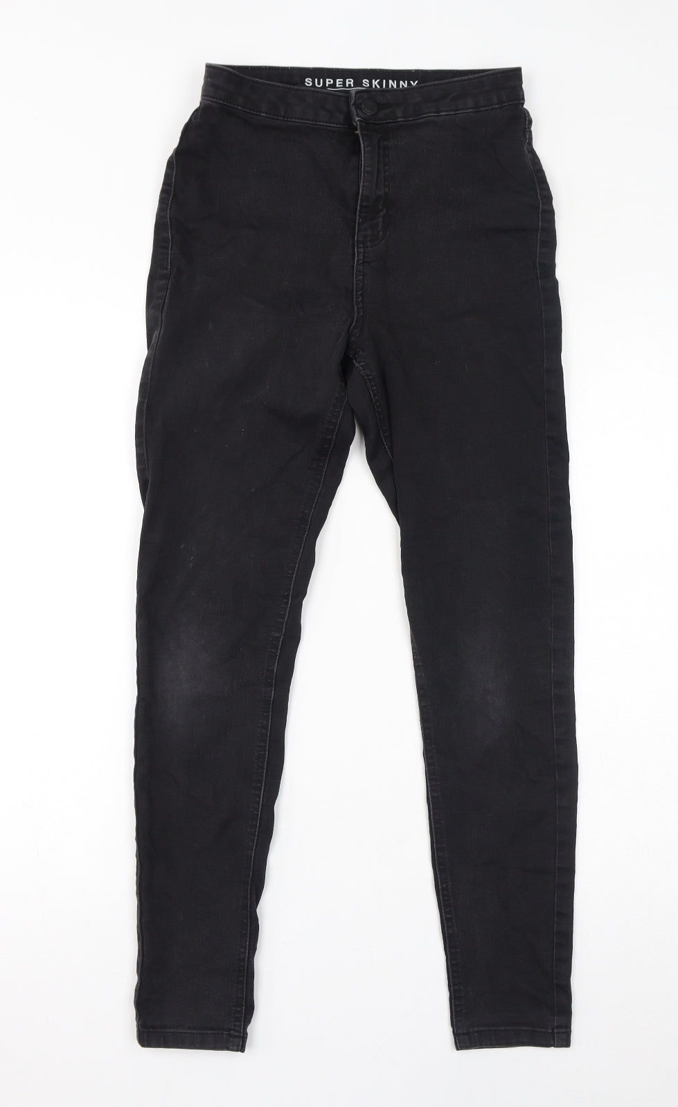 Marks and Spencer Womens Black Cotton Skinny Jeans Size 10 L28 in Regular Zip - Super Skinny