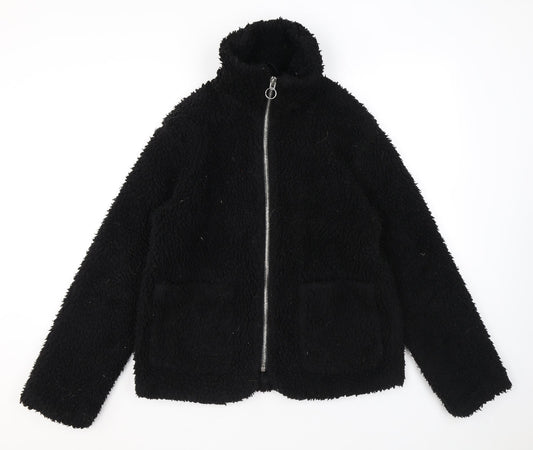 Topshop Womens Black Jacket Size S Zip - Teddy Bear Style