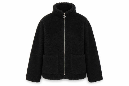 Topshop Womens Black Jacket Size S Zip - Teddy Bear Style