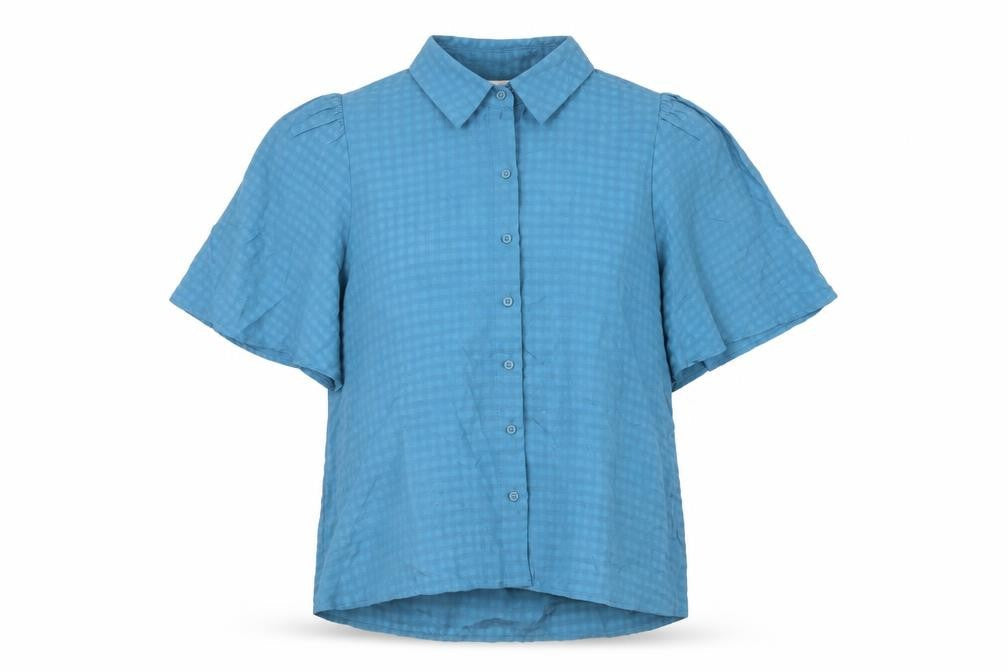 Selected Femme Womens Blue Check Polyester Basic Button-Up Size 14 Collared