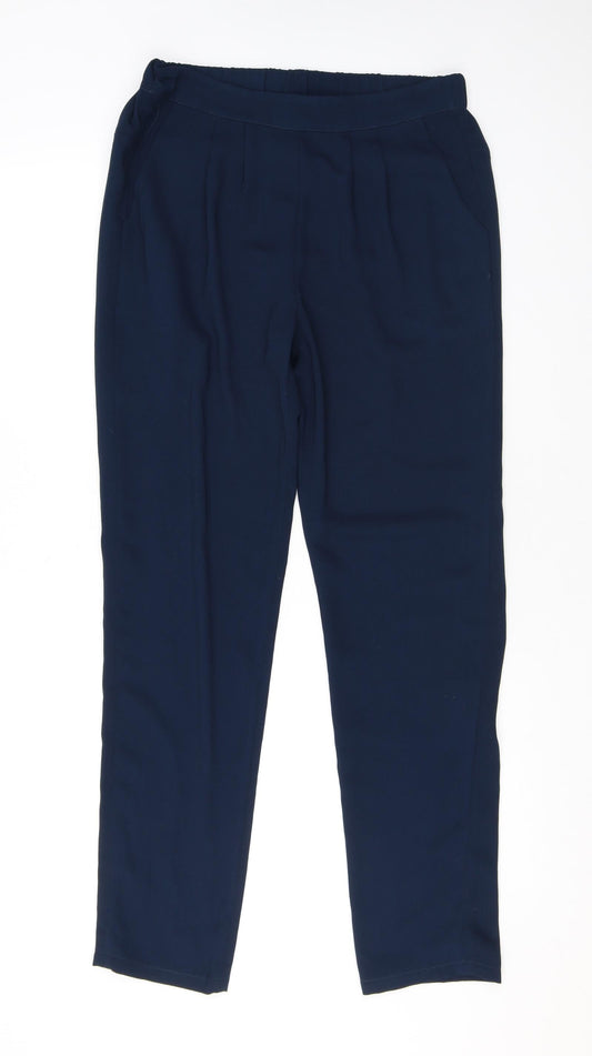 And Less Womens Blue Polyester Trousers Size 8 L28 in Regular