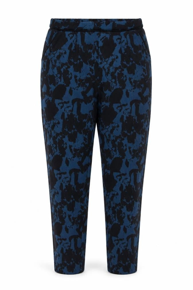 ICHI Womens Blue Geometric Polyester Trousers Size S L28 in Regular
