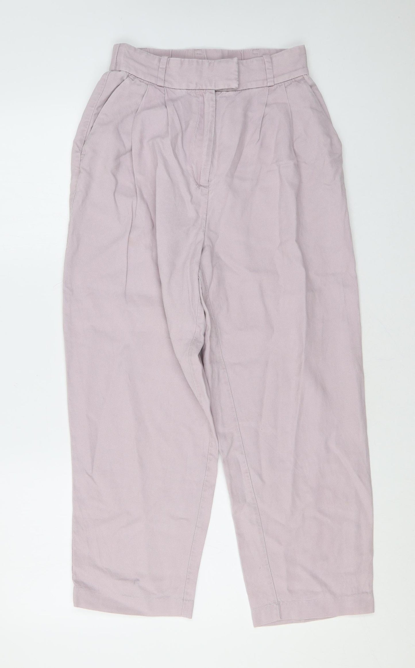 H&M Womens Purple Lyocell Trousers Size 8 L24 in Regular Zip