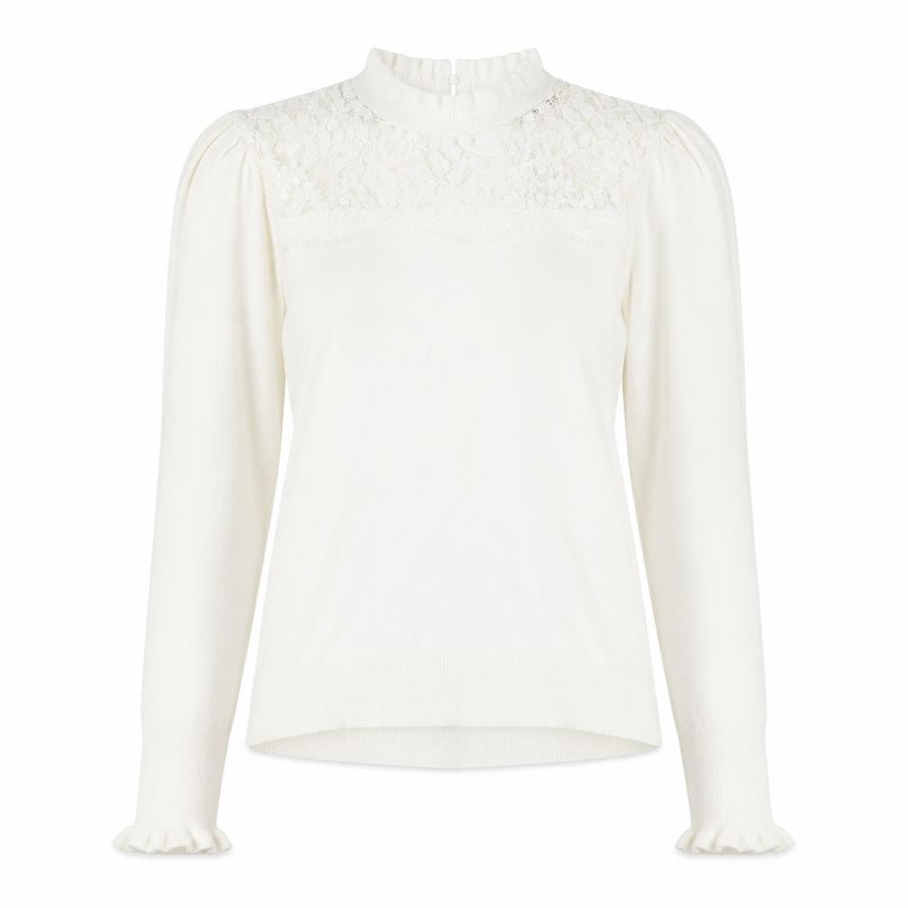 Oasis Womens White Mock Neck Viscose Pullover Jumper Size XS - Lace