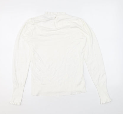 Oasis Womens White Mock Neck Viscose Pullover Jumper Size XS - Lace