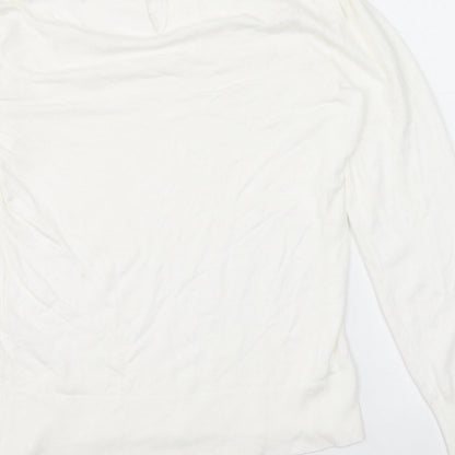 Oasis Womens White Mock Neck Viscose Pullover Jumper Size XS - Lace