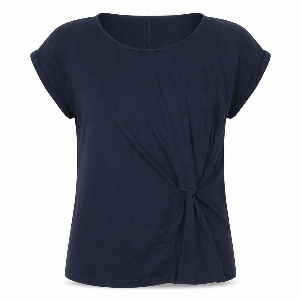 John Lewis Womens Blue Polyester Basic T-Shirt Size 14 Round Neck - Knot Detail