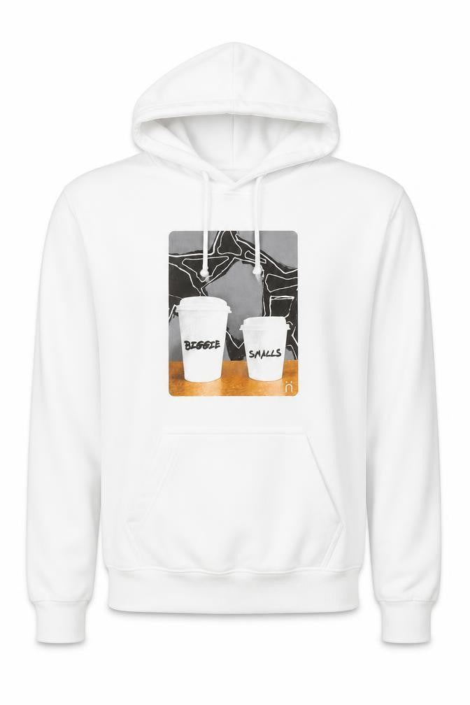 Little White Lies Mens White Cotton Pullover Hoodie Size S - Coffee Biggie Smalls