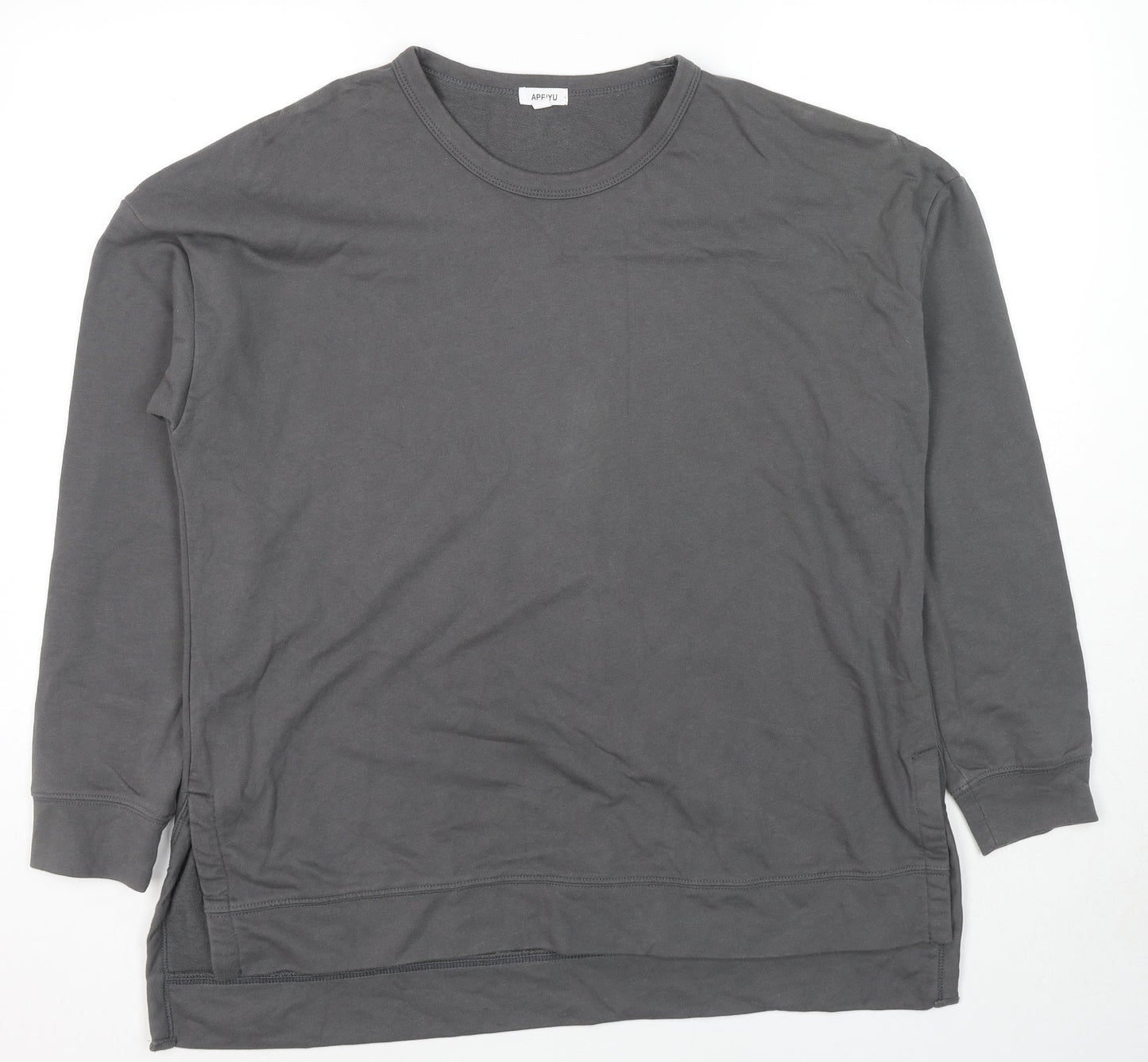 Apeiyu Womens Grey Cotton Pullover Sweatshirt Size L Pullover - Pockets