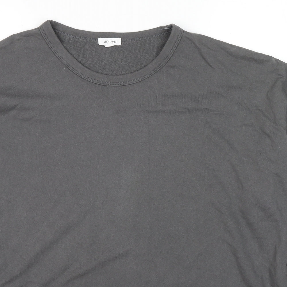 Apeiyu Womens Grey Cotton Pullover Sweatshirt Size L Pullover - Pockets