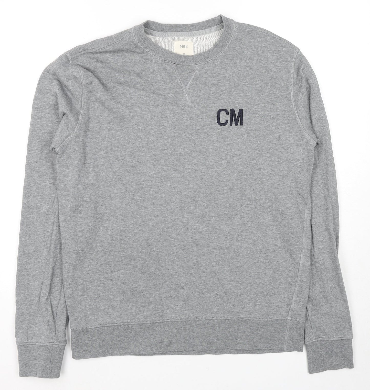 Marks and Spencer Mens Grey Cotton Pullover Hoodie Size M
