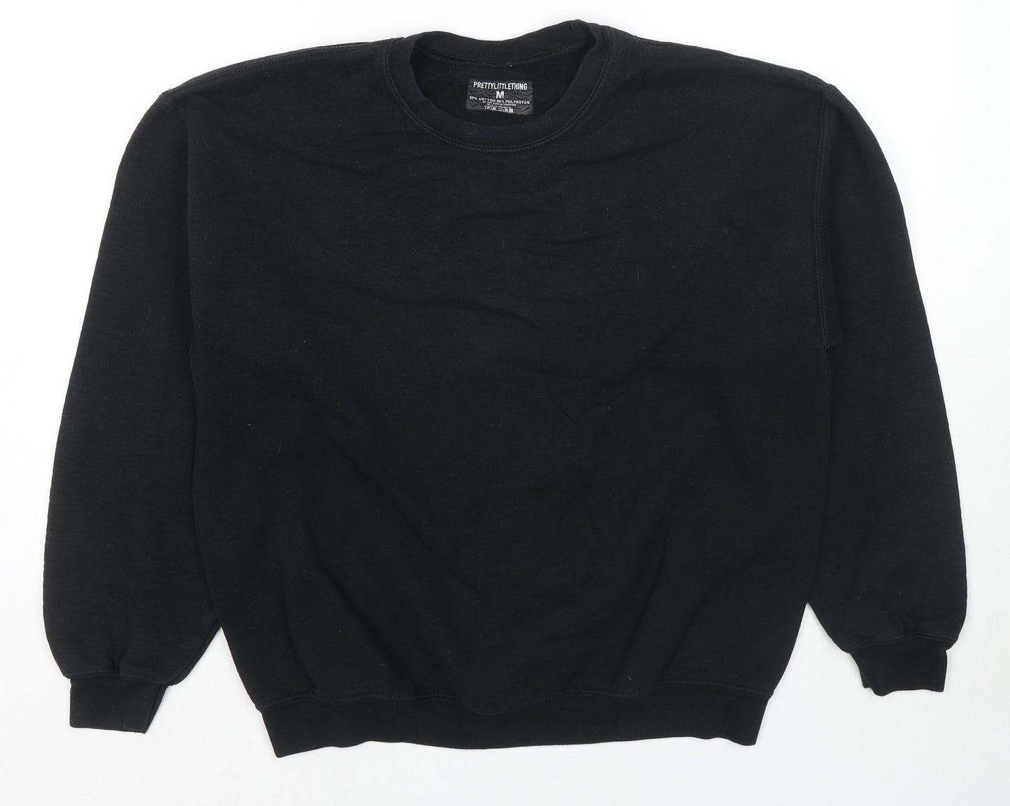 PRETTYLITTLETHING Womens Black Cotton Pullover Sweatshirt Size M Pullover