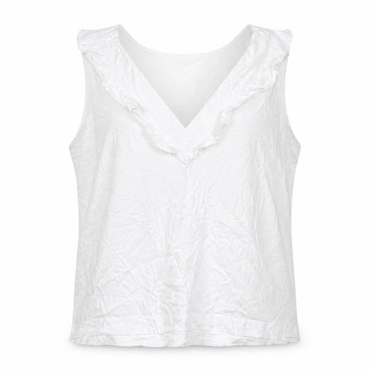 French Connection Womens White Cotton Basic Tank Size L V-Neck - Ruffle Detail