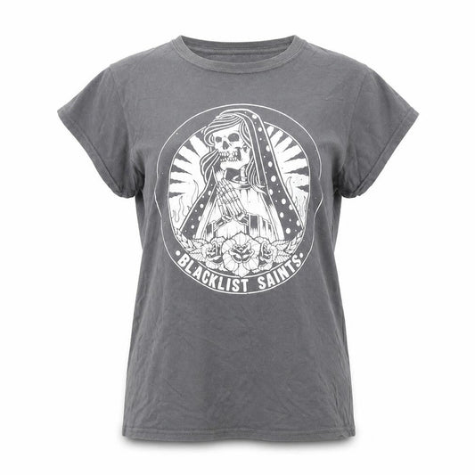 Blacklist Saints Womens Grey Cotton Basic T-Shirt Size M Round Neck