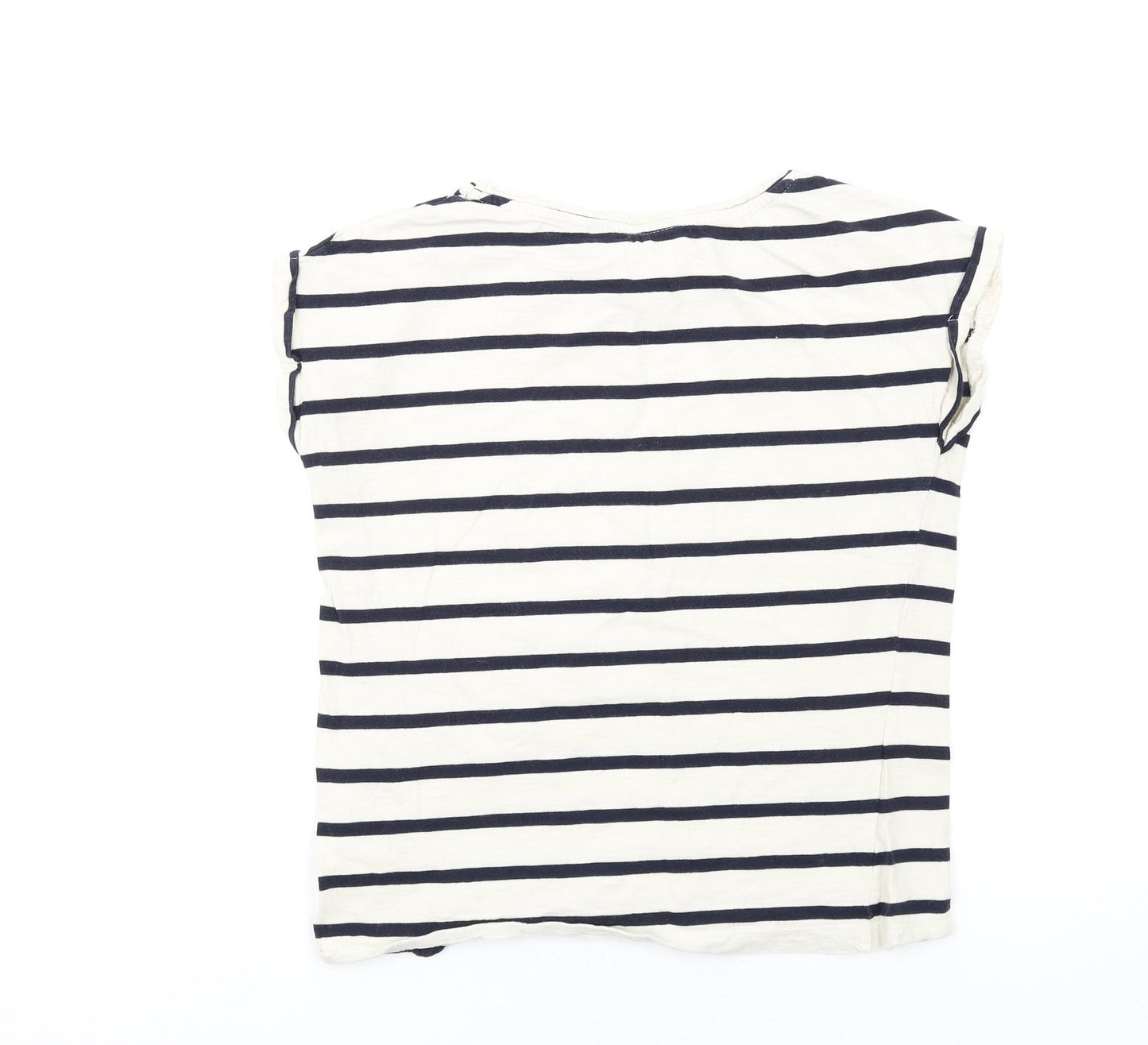 Dorothy Perkins Womens Ivory Striped Cotton Basic T-Shirt Size 8 Round Neck