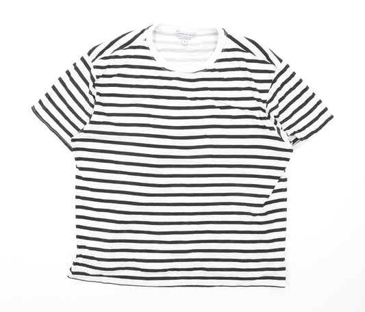 Another Influence Womens White Striped Cotton Basic T-Shirt Size M Round Neck
