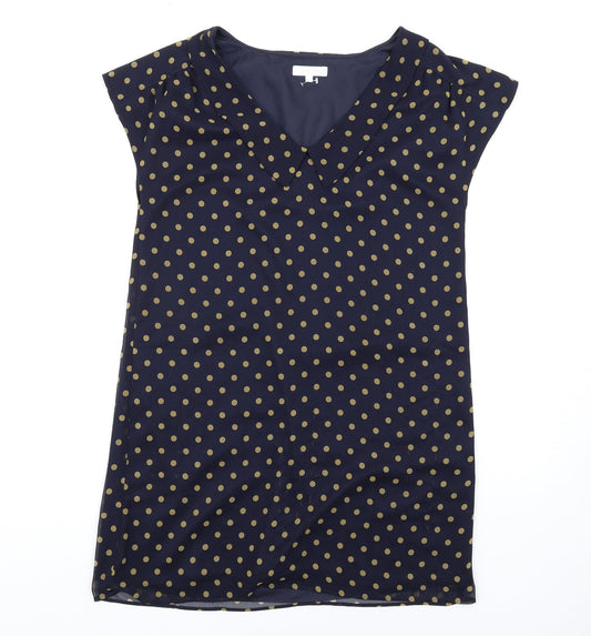 Freddy Emue Womens Blue Polka Dot Polyester A-Line Size 10 V-Neck Pullover