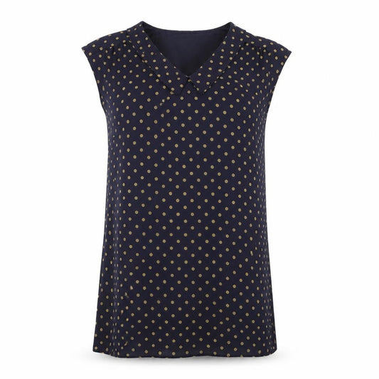 Freddy Emue Womens Blue Polka Dot Polyester A-Line Size 10 V-Neck Pullover