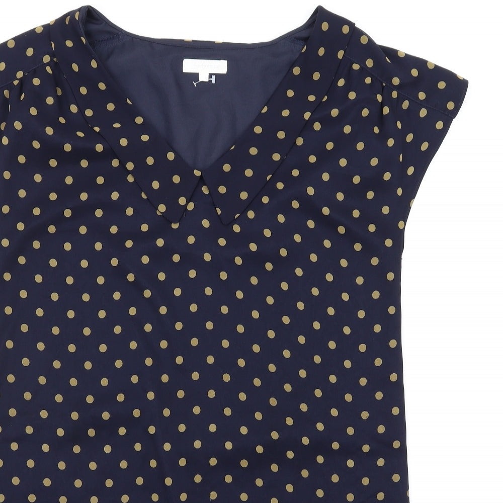 Freddy Emue Womens Blue Polka Dot Polyester A-Line Size 10 V-Neck Pullover