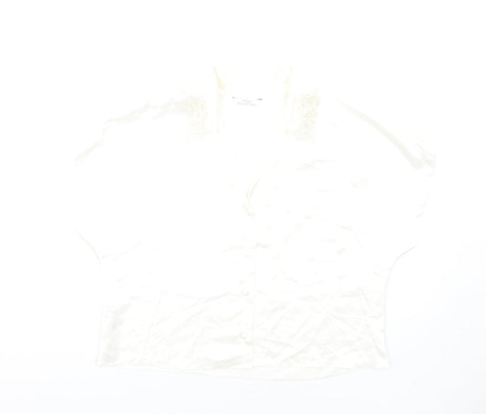 Marks and Spencer Womens Ivory Polyester Cropped Button-Up Size 12 Collared