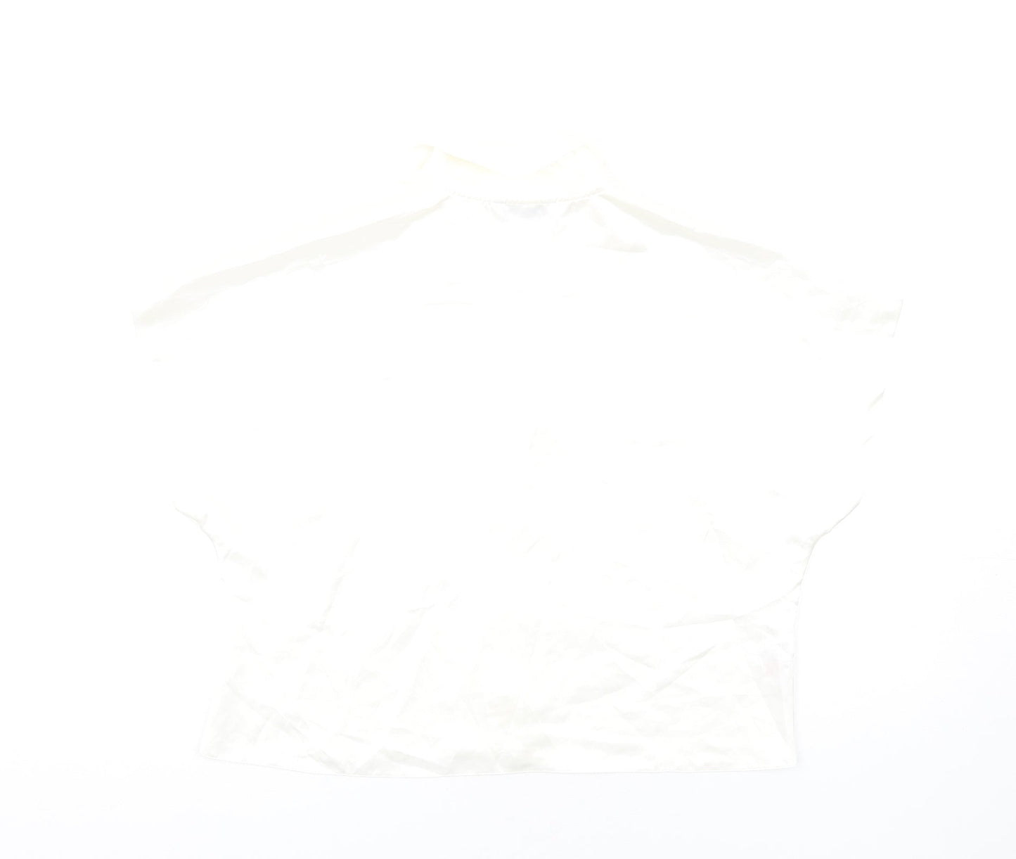 Marks and Spencer Womens Ivory Polyester Cropped Button-Up Size 12 Collared