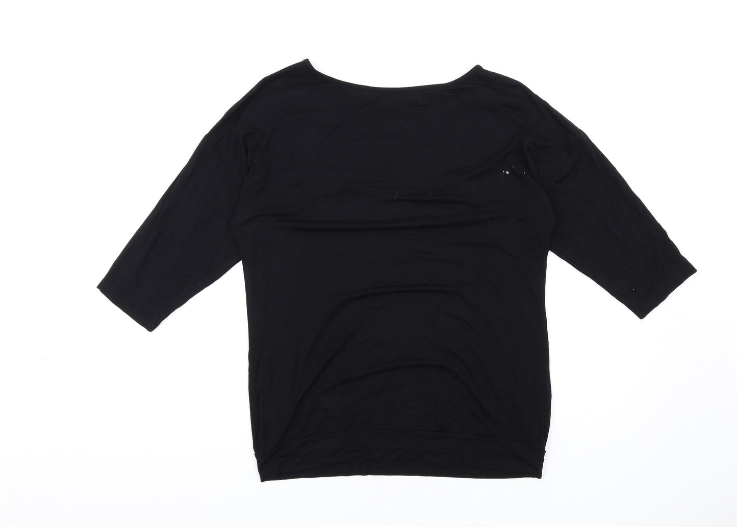 Principles Womens Black Viscose Basic T-Shirt Size 12 Boat Neck